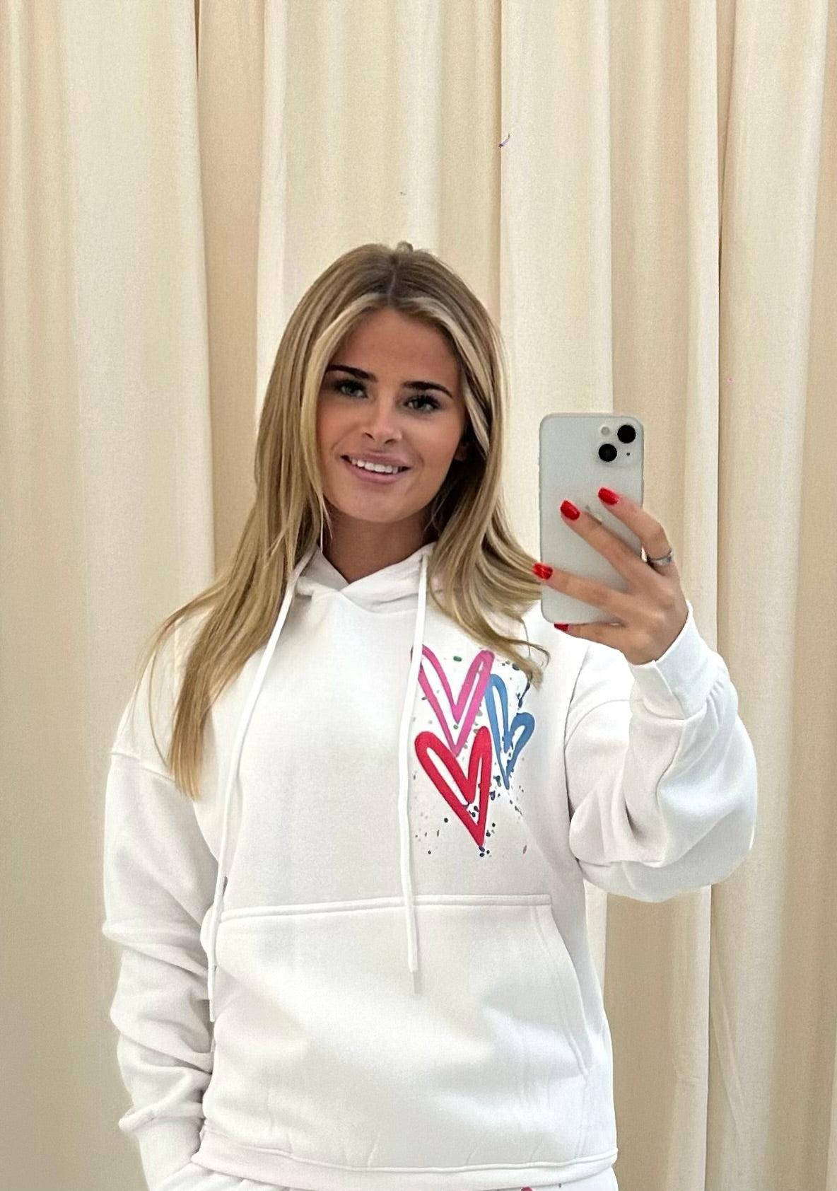 Miss Runway Multicolour Heart Graffiti Hoodie White