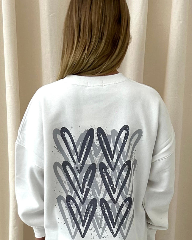 Grey Heart Printed Sweatshirt Adults