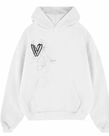 Charcoal Paisley Heart Printed Hoodie Adults