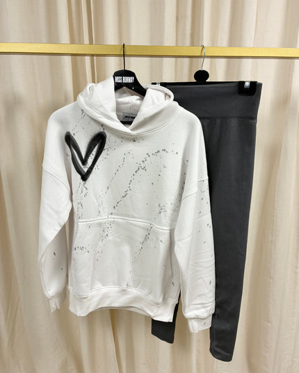 Charcoal Hearts Spray Painted Hoodie & Leggings Adults