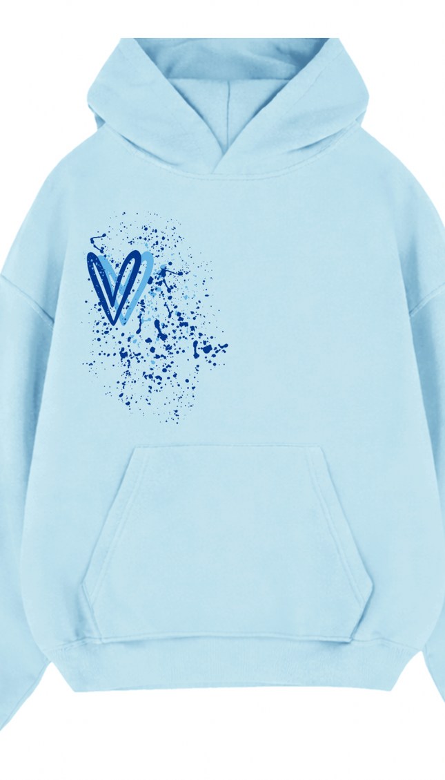 Royal Blue Heart Printed Hoodie by Miss Runway – image 2