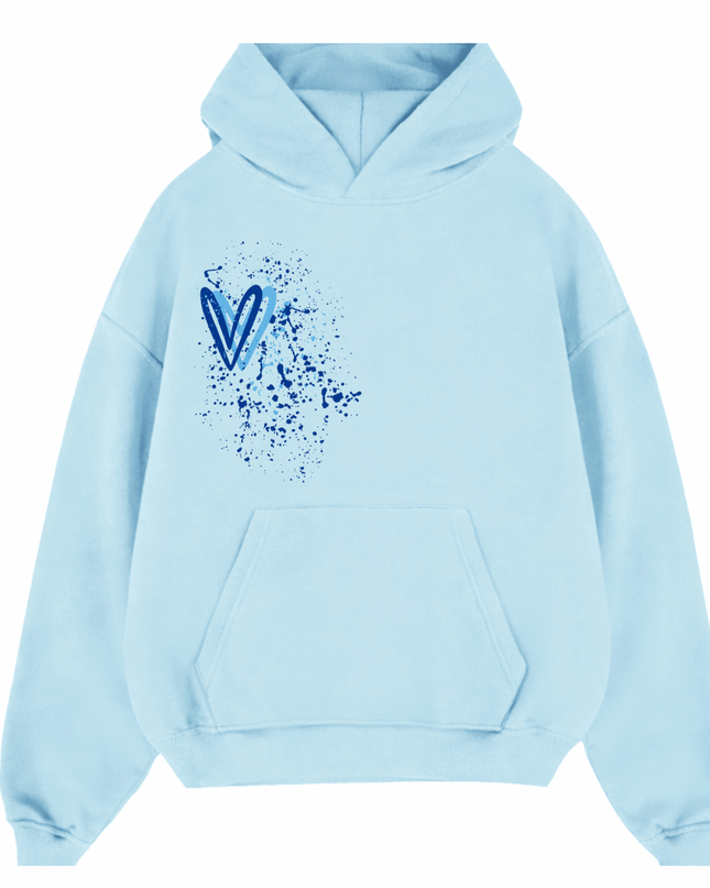 Royal Blue Heart Printed Hoodie Kids