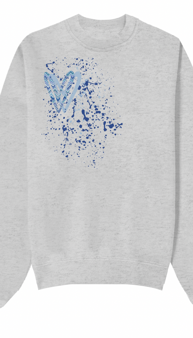 Blue Zig Zag Heart Printed Sweatshirt – image 10