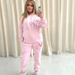 Pink/Red Candy Cane Heart Graffiti Hooded Tracksuit Pink