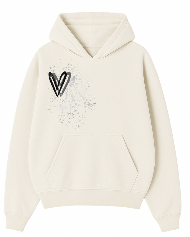 Black Heart Printed Hoodie Kids