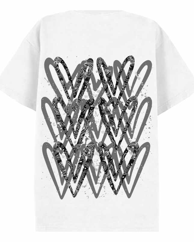 Charcoal Paisley Heart Printed T-shirt Adult