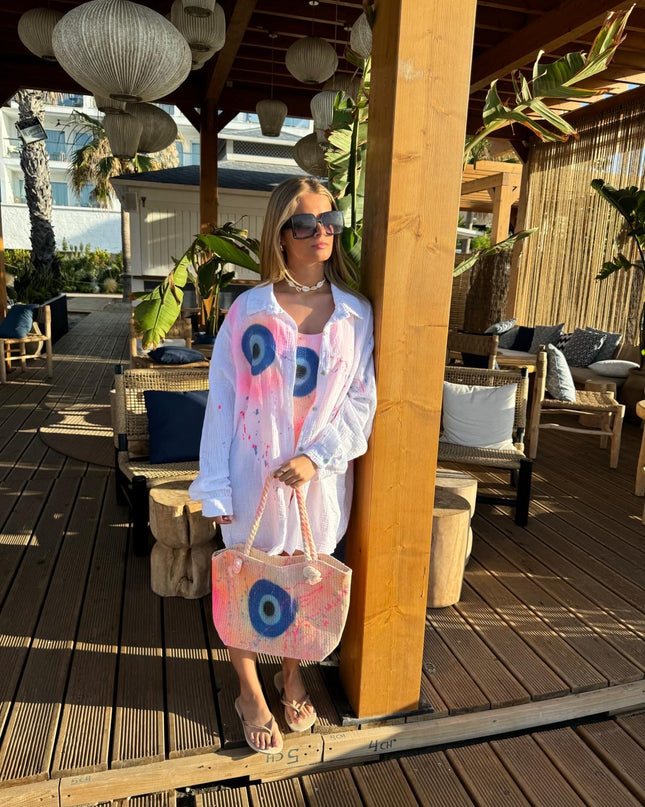 Neon Spray Evil Eye Beach Shirt
