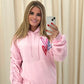 Miss Runway Multicolour Heart Graffiti Ruched Hoodie Pink