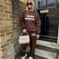 Miss Runway Edit 1 Oversized Sweatshirt Tracksuit Brown