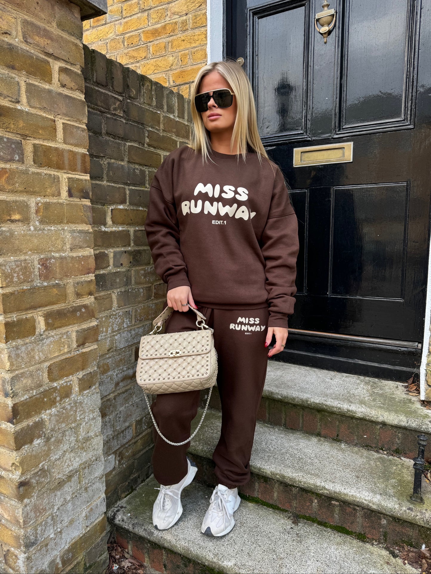 Miss Runway Edit 1 Oversized Sweatshirt Tracksuit Brown