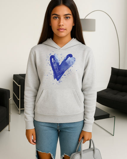 Royal Blue Scatter Hearts Printed Hoodie