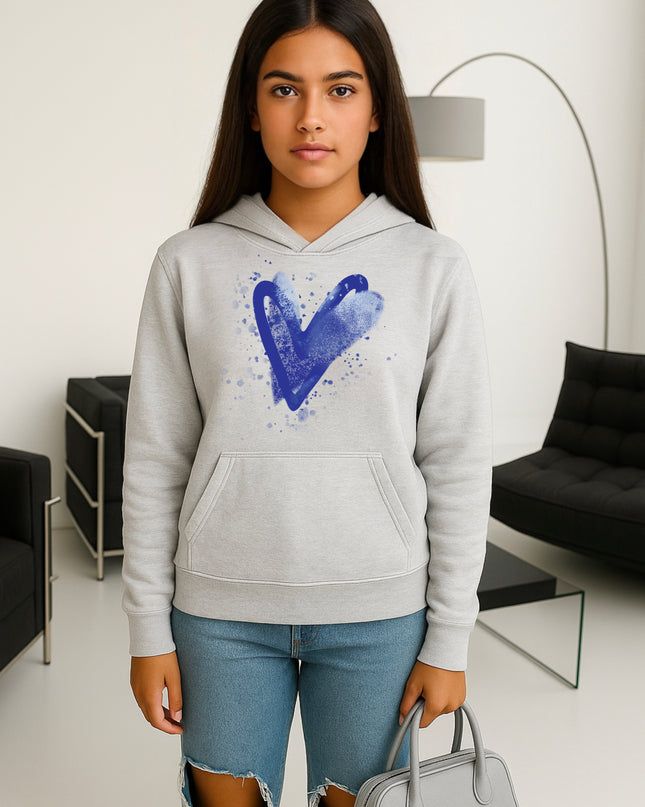 Royal Blue Scatter Hearts Printed Hoodie