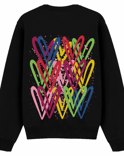 Dark Multicoloured Heart Printed Sweatshirt Kids