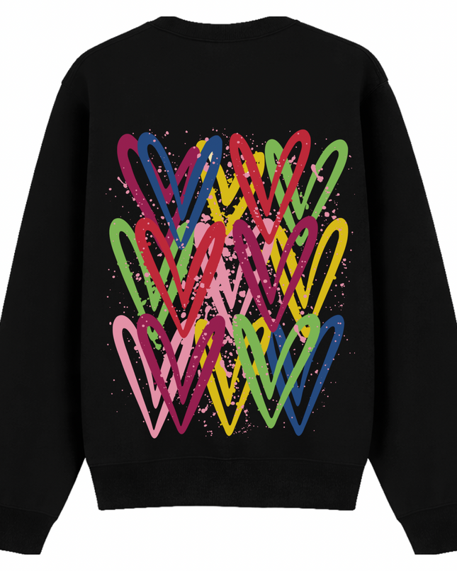 Dark Multicoloured Heart Printed Sweatshirt Kids
