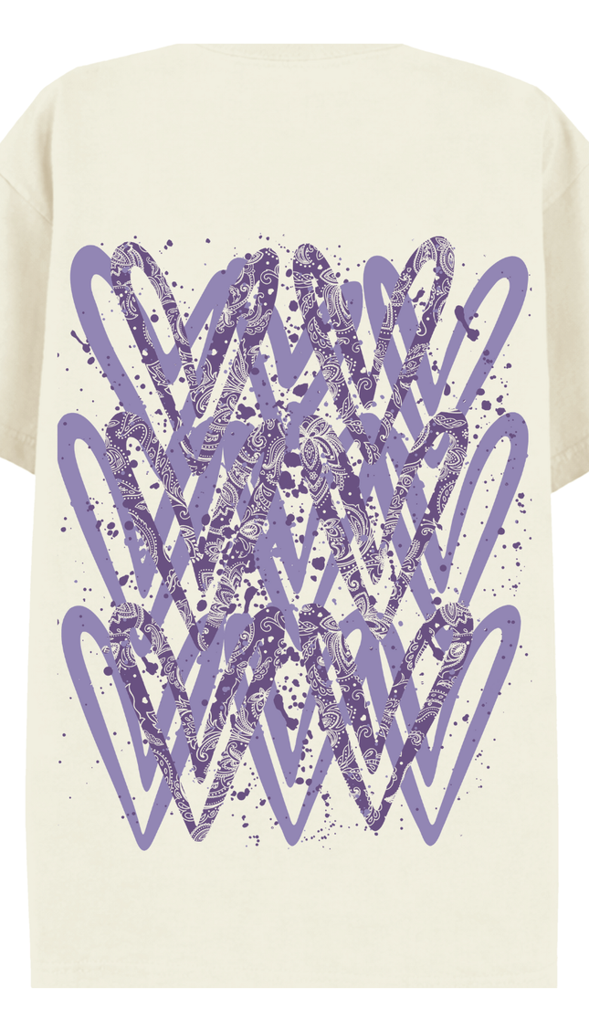 Lilac Paisley Heart Printed T-shirt – additional view