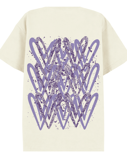 Lilac Paisley Heart Printed T-shirt Adult