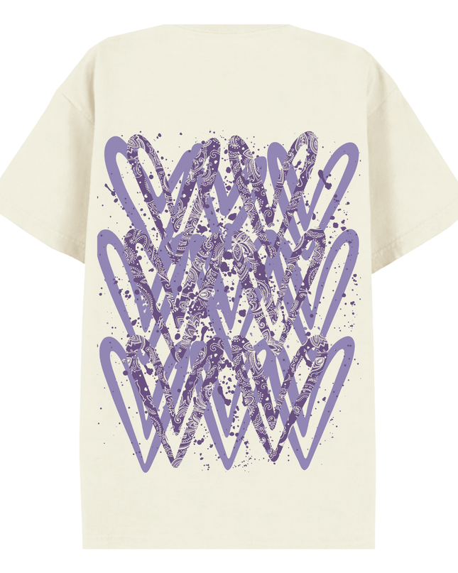 Lilac Paisley Heart Printed T-shirt Adult