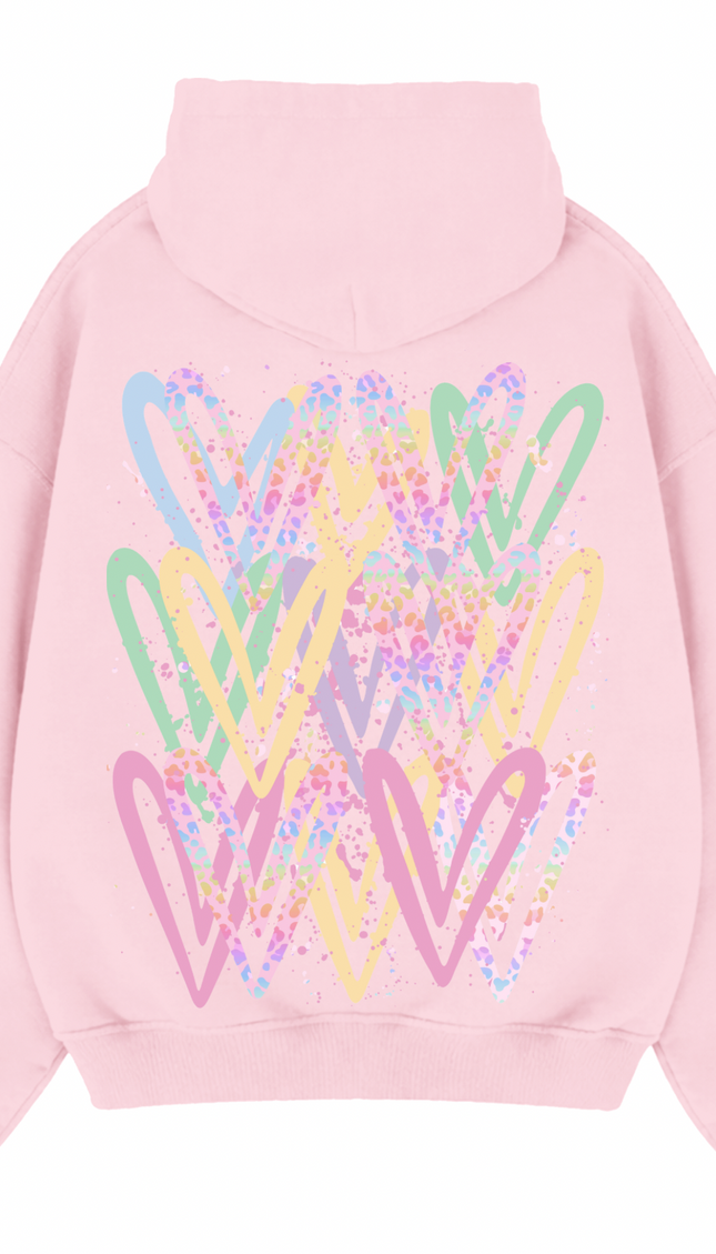 Pastel Leopard Print Heart Printed Hoodie – image 7