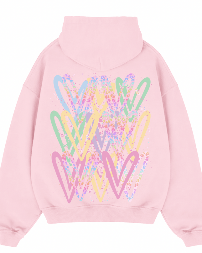 Pastel Leopard Print Heart Printed  Hoodie Kids