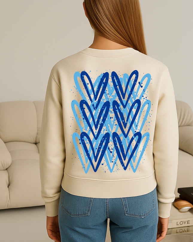 Royal Blue Heart Printed Sweatshirt