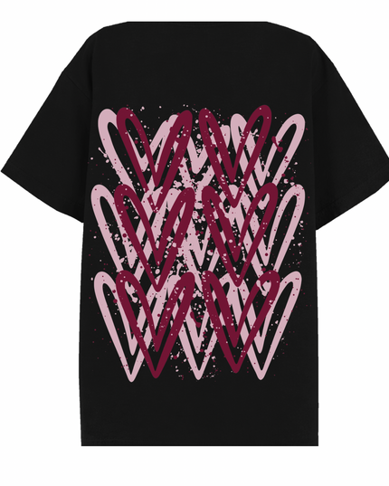 Burgundy Heart Printed T-shirt Adult