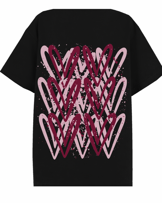 Burgundy Heart Printed T-shirt Adult