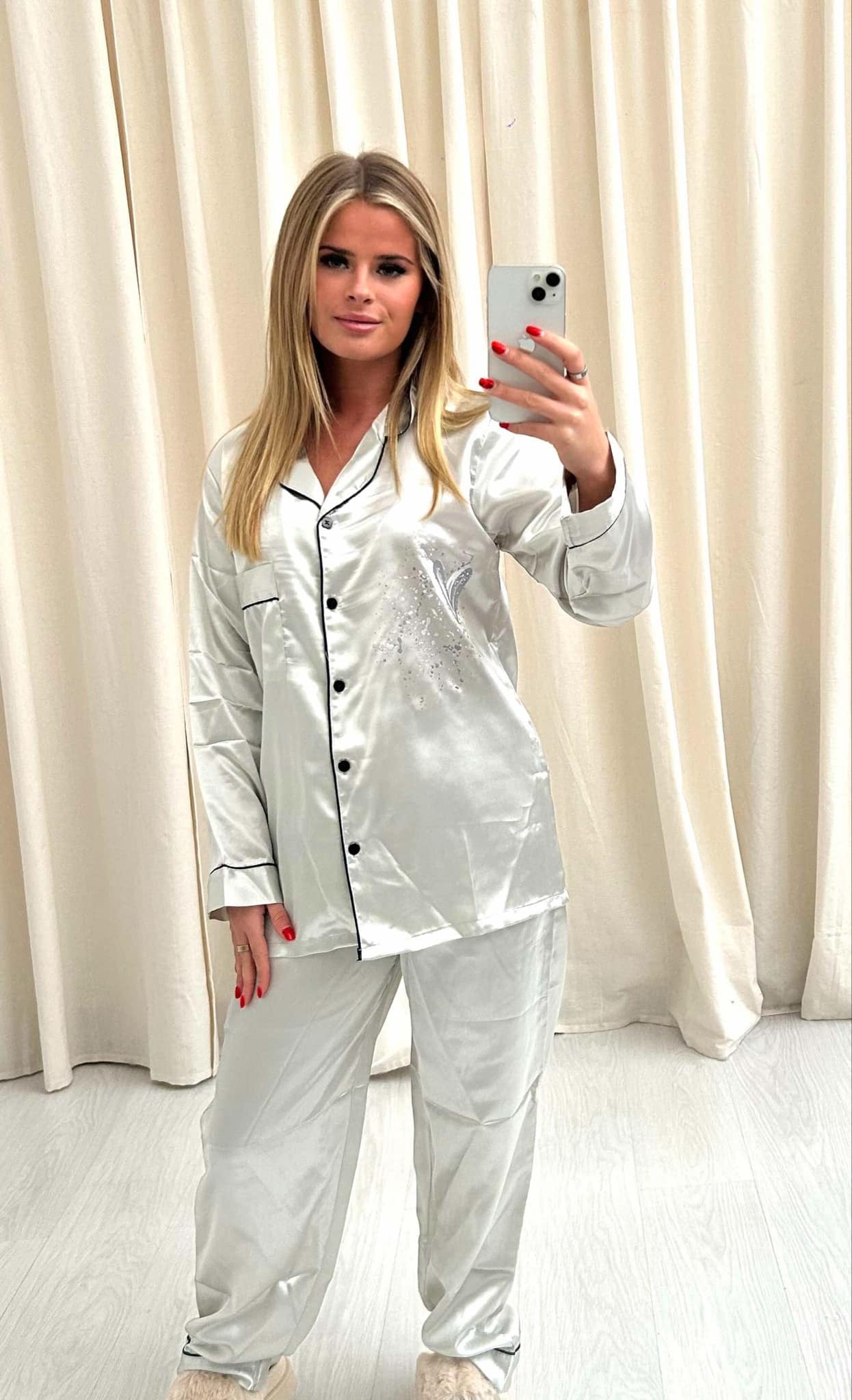 Miss Runway Grey Heart Pyjamas Silver