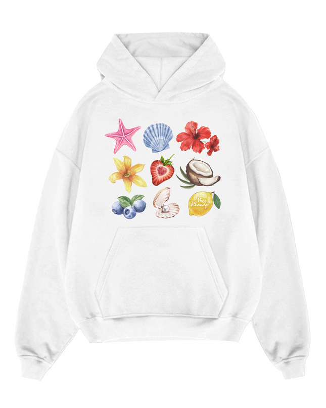Seashell And Flowers Hoodie Adults