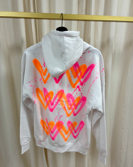 Neon Hearts Spray Painted Hoodie Adults