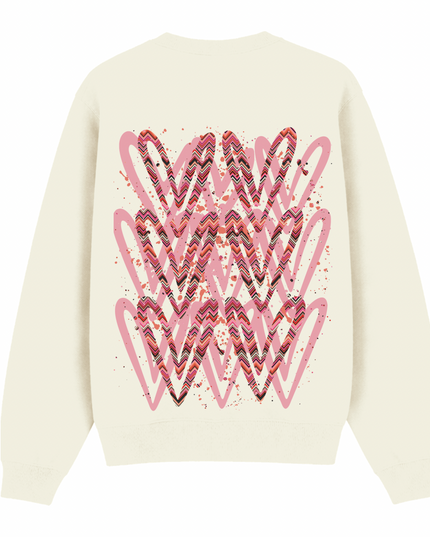 Coral Zig Zag Heart Printed Sweatshirt Adults