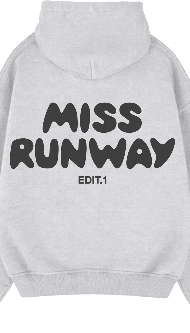 Miss Runway Edit 1 Hoodie Grey/Black – adult printed hoodie by Miss Runway