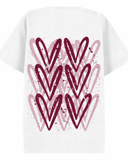Burgundy Heart Printed T-shirt Adult