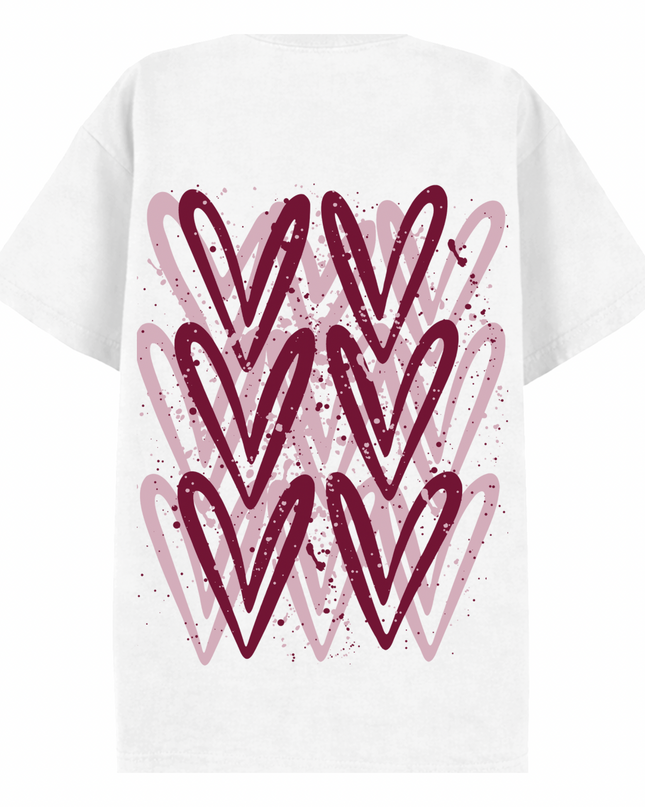 Burgundy Heart Printed T-shirt Adult