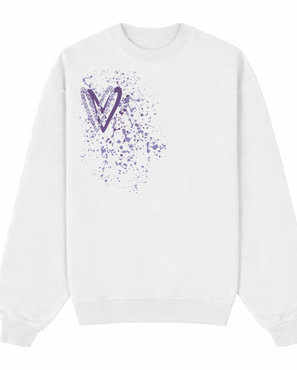 Lilac Zig Zag Heart Printed Sweatshirt Adults