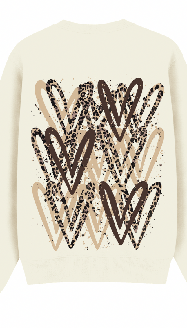 Leopard Print graffiti heart sweatshirt with spray paint effect print – women's sweatshirt by Miss Runway