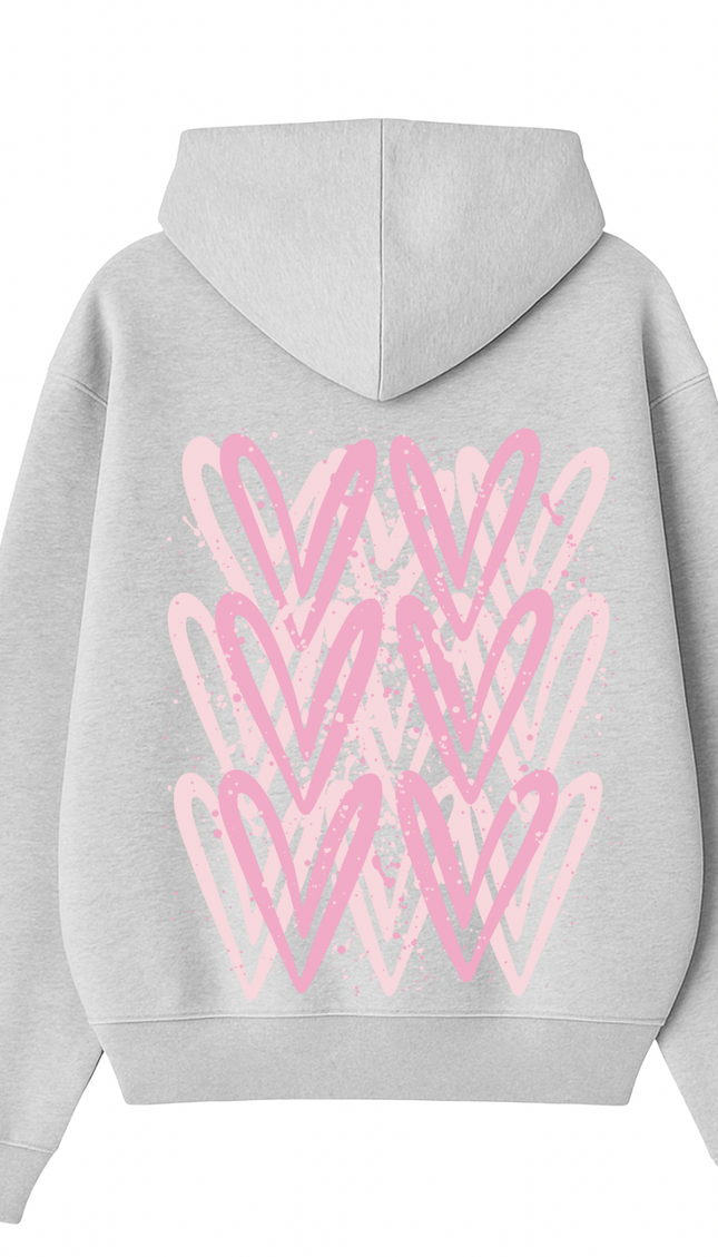 Pink Heart Printed Hoodie – image 7