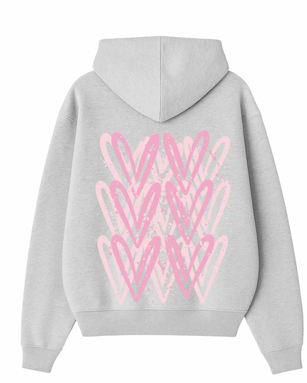 Pink Heart Printed Hoodie Adults