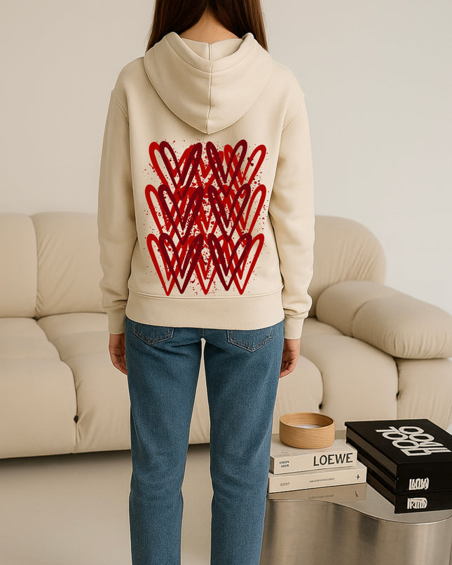 Red Heart Printed Hoodie