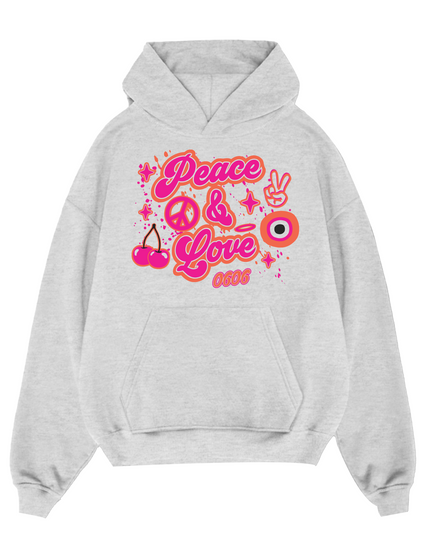 Pink/OrangePeace & Love Hoodie Adults