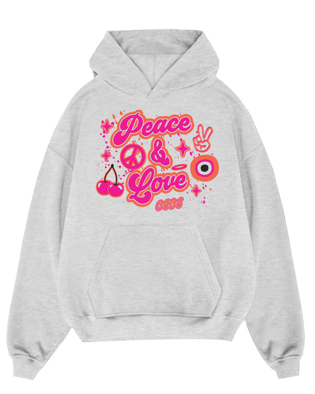 Pink/OrangePeace & Love Hoodie Adults