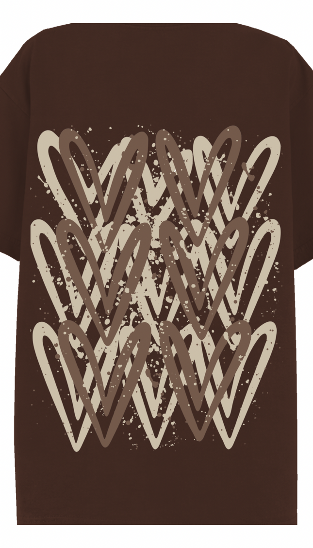 Beige Heart Printed T-shirt – image 7