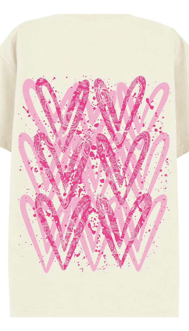 Hot Pink Paisley Heart Printed T-shirt – additional view