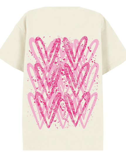 Hot Pink Paisley Heart Printed T-shirt Kids