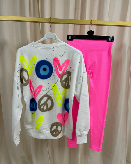 Neon Heart, Gold Peace Sweatshirt Legging Set Adults