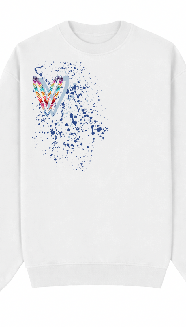 Multicoloured Zig Zag Heart Printed Sweatshirt – image 4