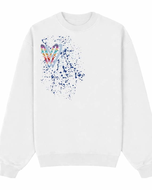 Multicoloured Zig Zag Heart Printed Sweatshirt Kids