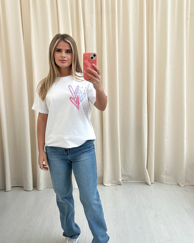 Miss Runway Pastel Heart Printed T-shirt Adult