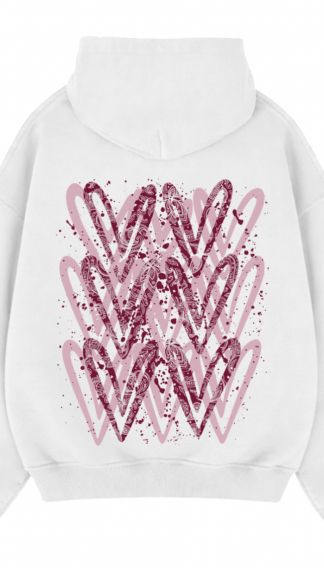 Burgundy Paisley graffiti heart hoodie with spray paint effect print – women's hoodie by Miss Runway