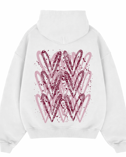 Burgundy Paisley Heart Printed Hoodie Adults