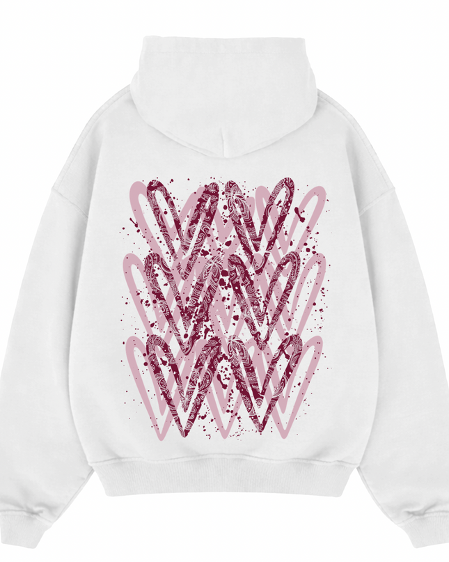 Burgundy Paisley Heart Printed  Hoodie Kids